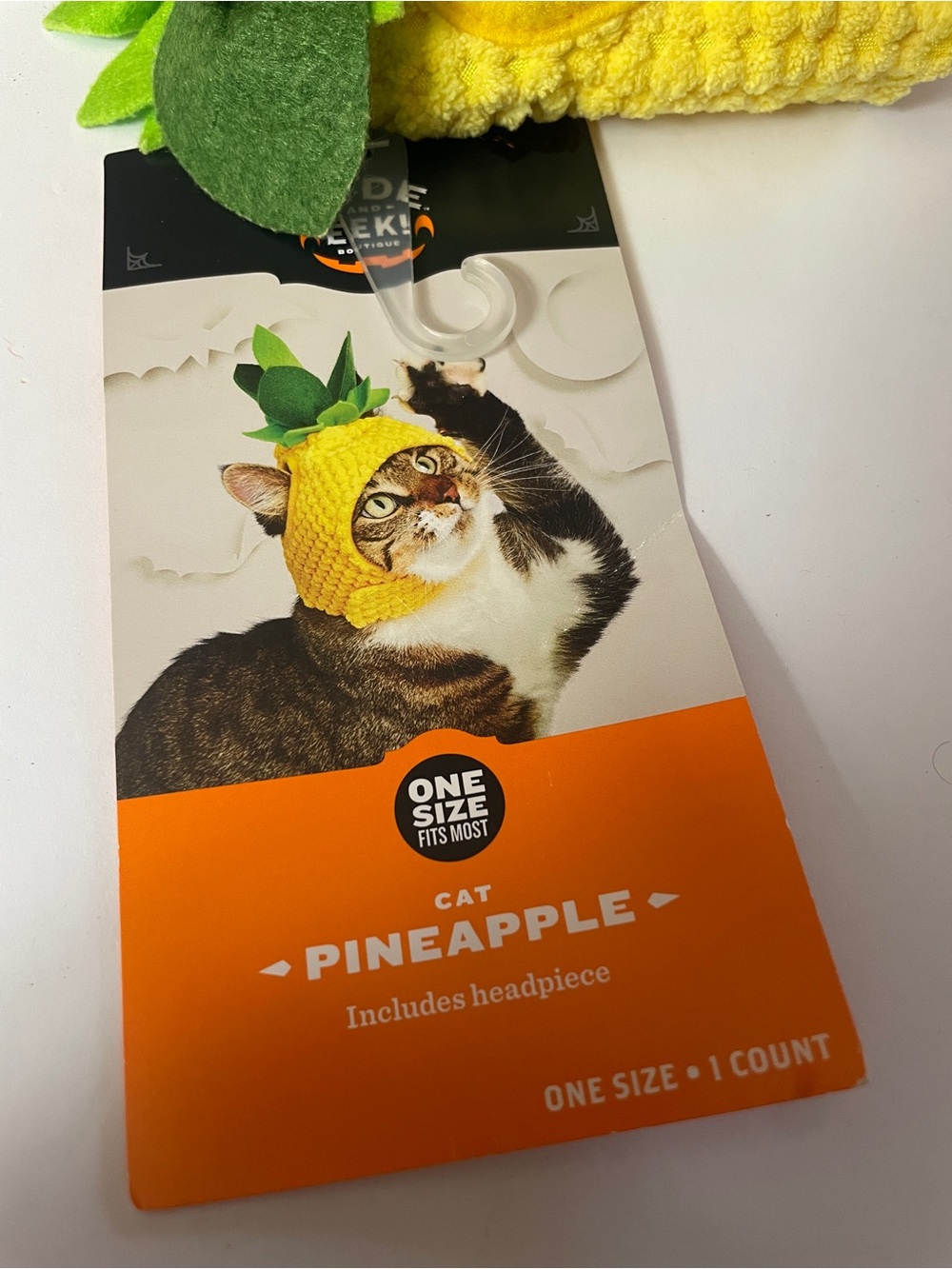 Cat Pineapple Costume Headpiece - Yellow with Green Leaves